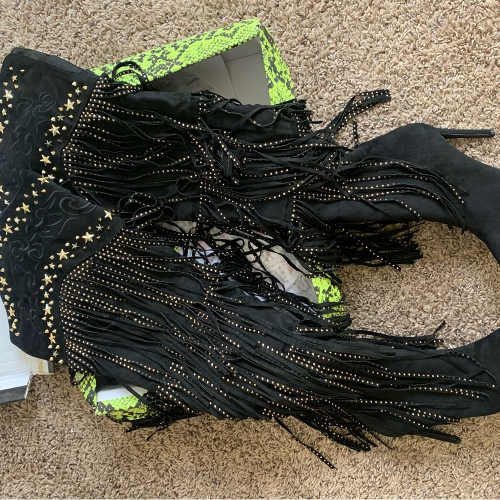 Black Fringe Women's Boots